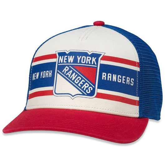 AMERICAN NEEDLE NHL Hockey New York Rangers Adjustable Snapback Baseball Hat, Sinclair Collection, Dark Royal/Ivory/Red (21001A-NYR-DRIR)