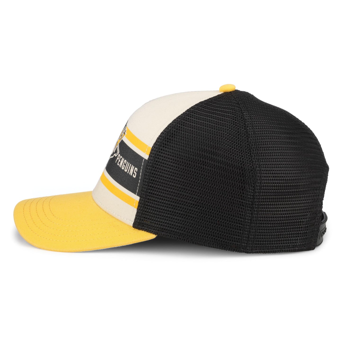 AMERICAN NEEDLE Pettsburgh Penguins NHL Sinclair Adjustable Snapback Baseball Hat, Black/Ivory/Gold (21001A-PPN-BLIG)