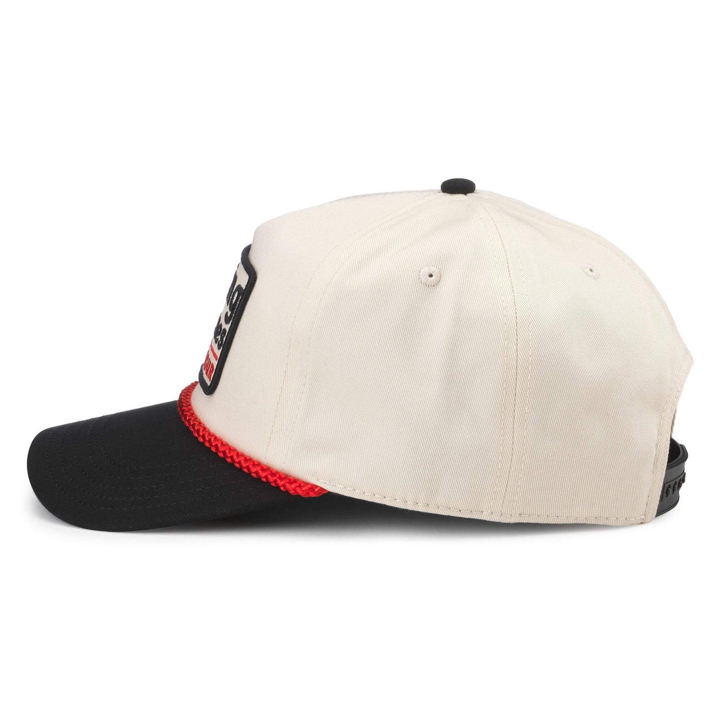 AMERICAN NEEDLE Rolling Stones Roscoe Adjustable Snapback Baseball Hat, Ivory/Black (23008A-RLSTONE-IBLK)