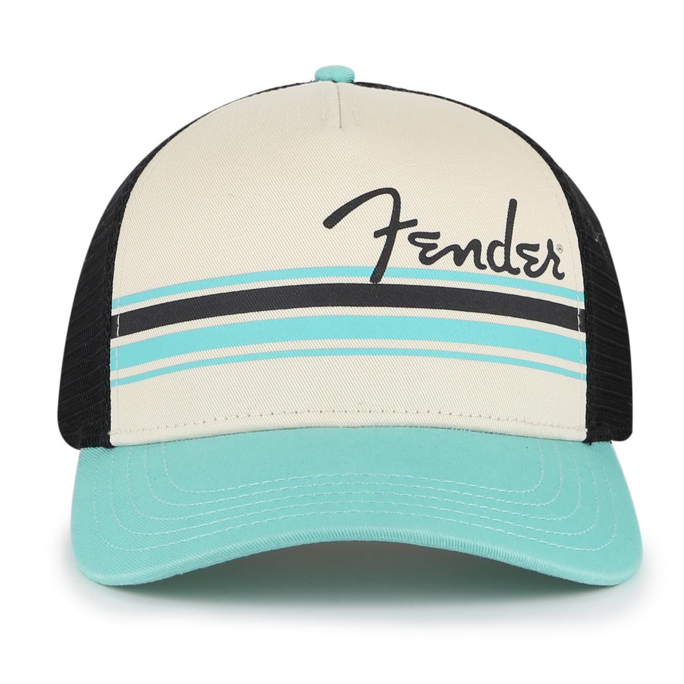 AMERICAN NEEDLE Fender Guitar Sinclair Adjustable Snapback Baseball Hat, Black/Ivory (PI013A-FEND-BISE)