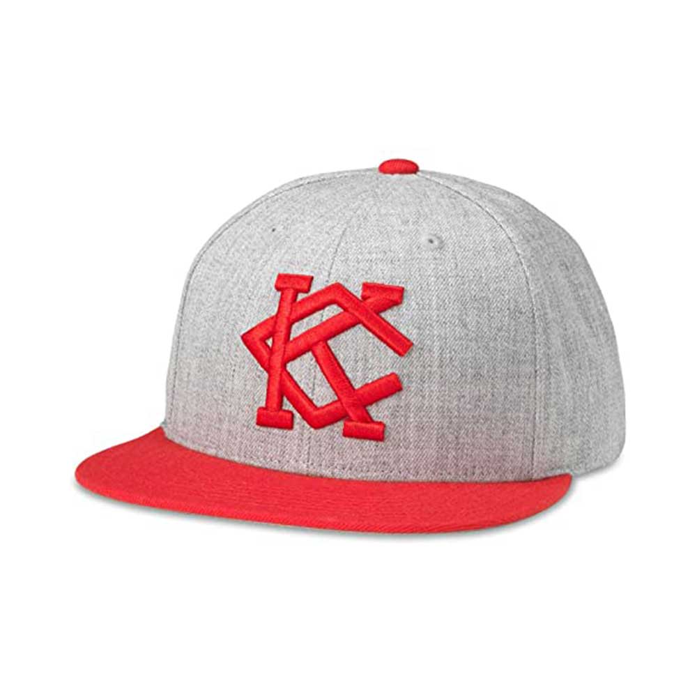 Kansas City All Nations Hats: Heather Grey/Red Snapback Baseball Hat