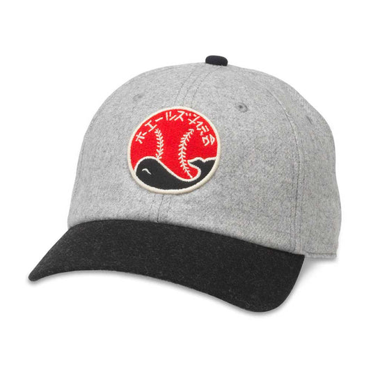 Taiyo Whales Hat: Grey/Black Snapback Hats | Japanese Baseball