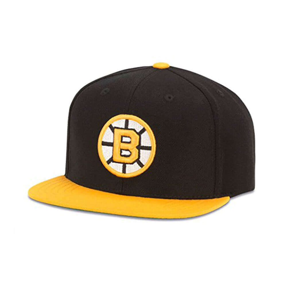 Boston Bruins Hats: Black/Gold Snapback Flat Bill Hat | NHL