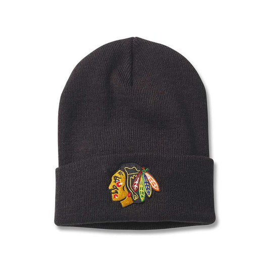 Chicago Blackhawks Beanie: Black Cuffed Knit Hat | NHL Hats