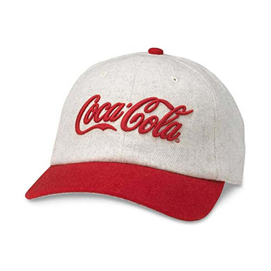 Coca-Cola Hats: Ivory Heather/Red Strapback Dad Hat | Official License