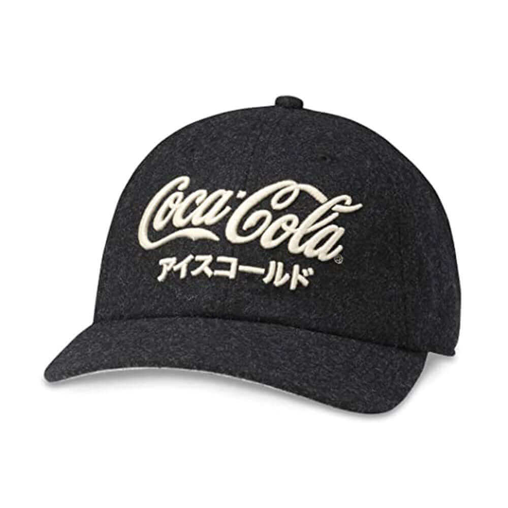 Coca-Cola Hat: Japanese Katakana Black Strapback Dad Hat | Coke