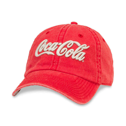 Coca-Cola Hats: White Logo on Red Strapback Dad Hat | Coke