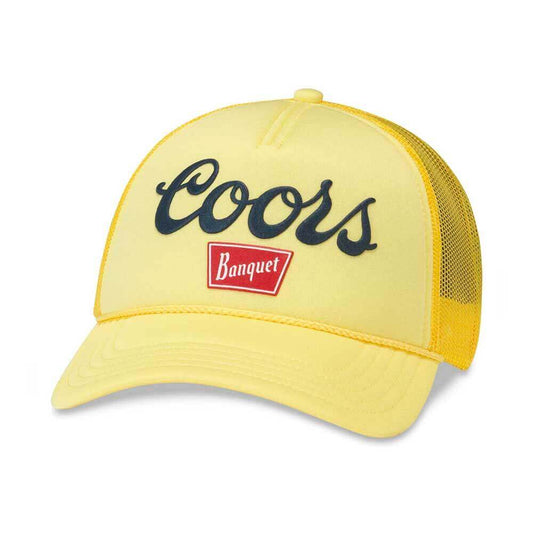 Coors Beer Hats: Yellow Snapback Foam Hat | Trucker Style