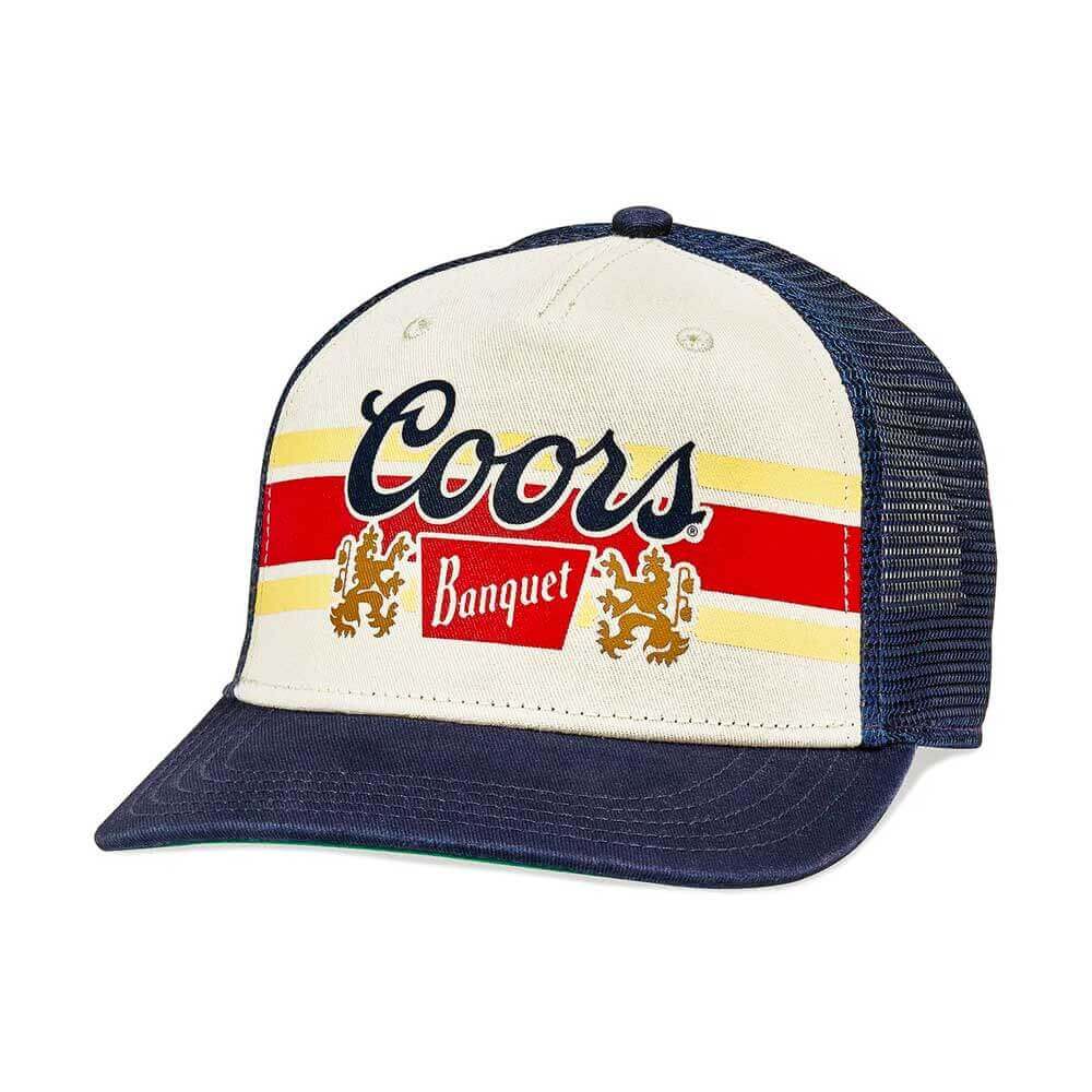 Coors Banquet Hats: Navy/Ivory Snapback Trucker Hat | Beer Brands