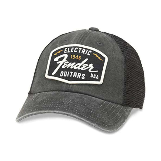 Fender Guitars Hats: Black Adjustable Buckle Strap Dad Hat | Vitange
