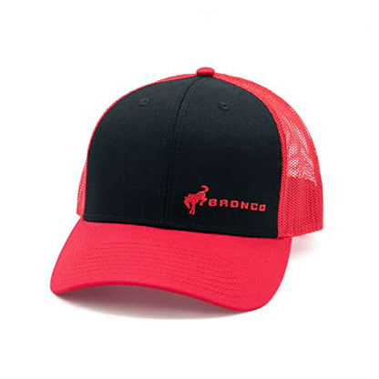 Ford Bronco Hats: Black/Red Snapback Trucker Hat | Meshback