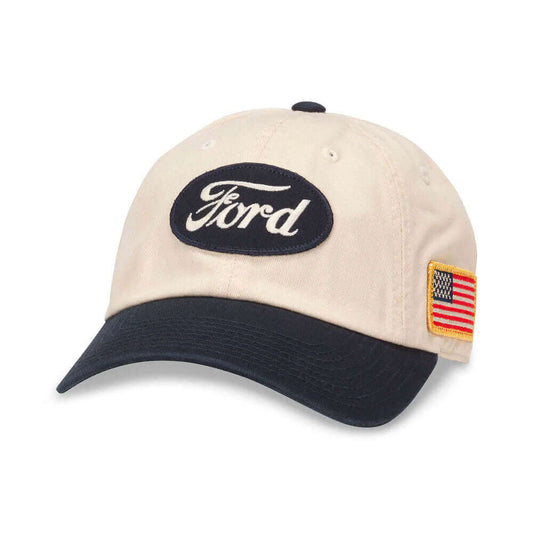 Ford Hats: Ivory/Navy Strapback Dad Hat | Vintage Brands
