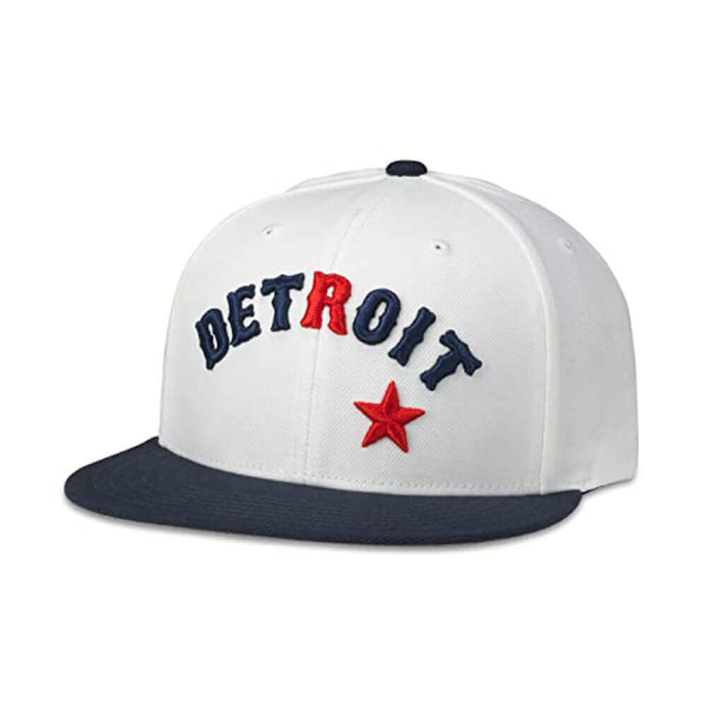Detroit Stars Hat: Ivory/Navy Snapback Flat Bill Hat | Negro League