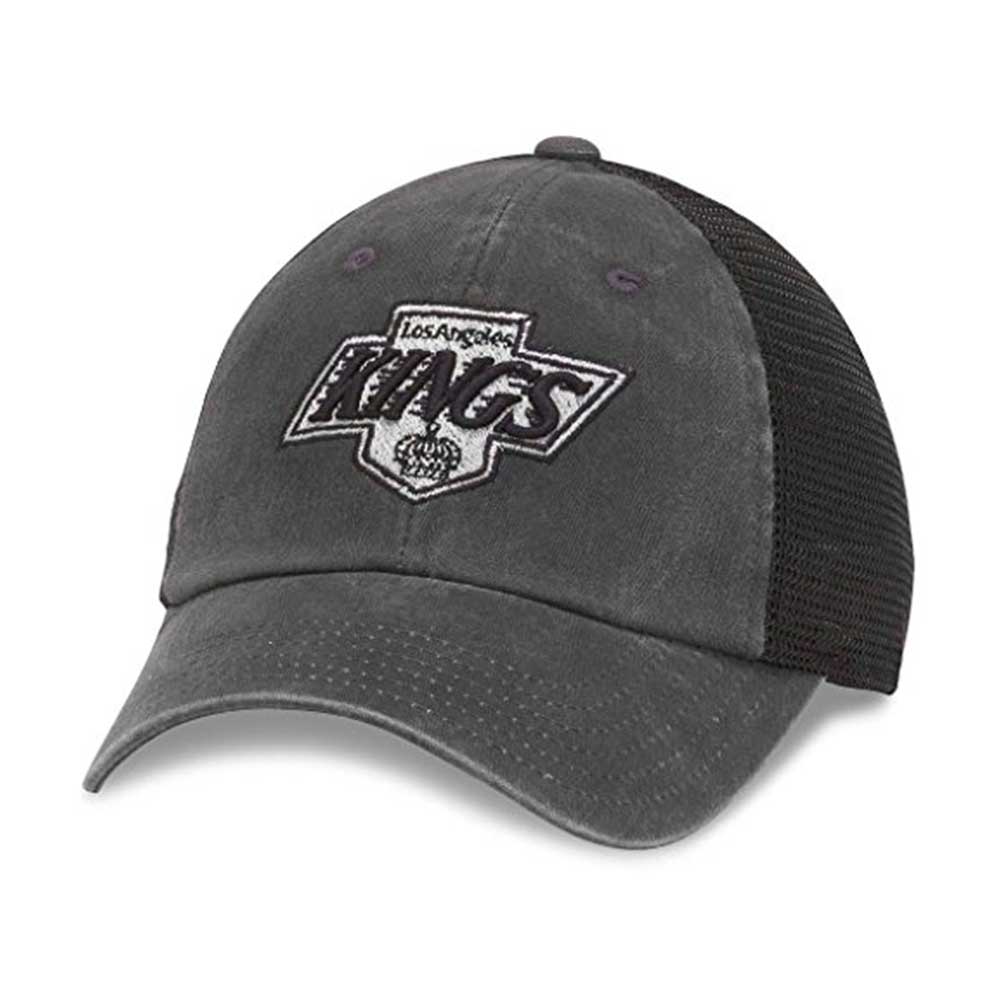 Los Angeles Kings Cap: Black Strapback Dad Hat w/Mesh Backing
