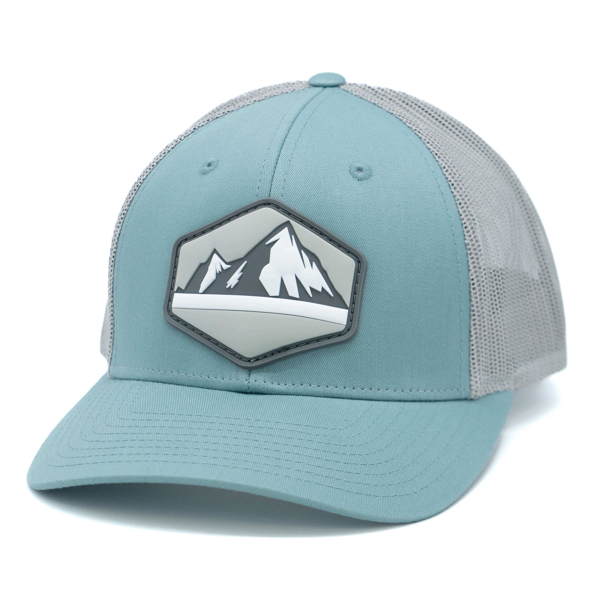 HGP Mountain View PVC Patch Teal/Grey Snapback Trucker Hat