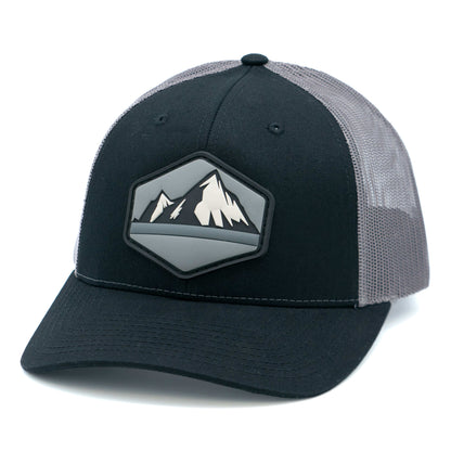 HGP Mountain View PVC Patch Black/Charcoal Grey Snapback Trucker Hat