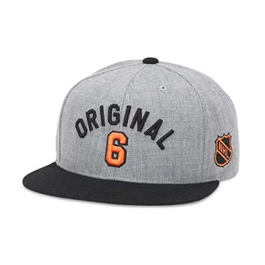 Original 6 Hats: Grey Snapback Flat Bill Hat | Official NHL Teams