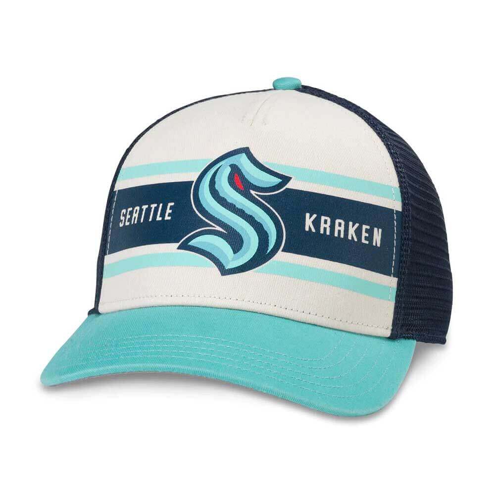 Seattle Kraken Hats: Navy/Ivory/Seafoam Snapback Trucker Hat | NHL